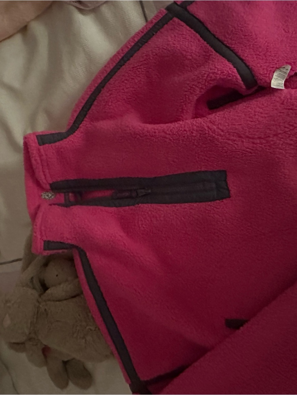 Free People Hot Pink Fleece Puffer Jacket with Dark Trim